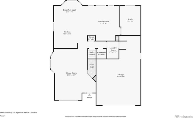 3490 Craftsbury Dr, Highlands Ranch, CO 80126 - view of floor plan / room layout