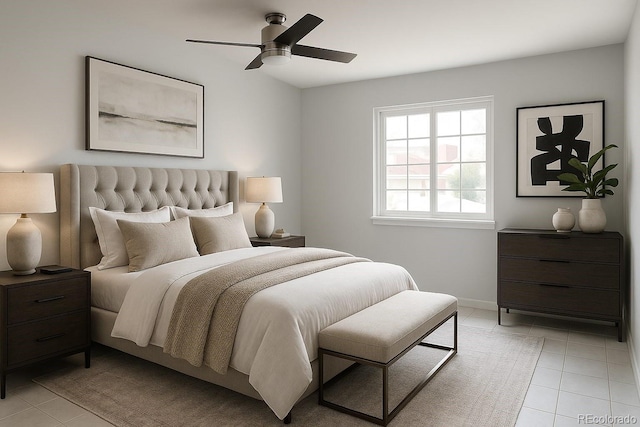 7753 W Plymouth Pl S, Littleton, CO 80128 - bedroom with light tile patterned flooring and a ceiling fan