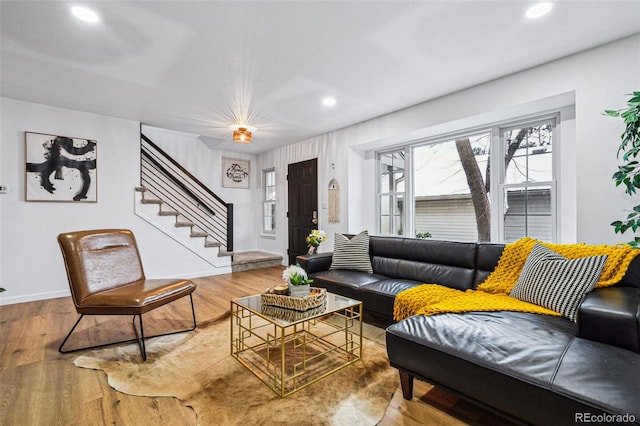 living room with wood-type flooring