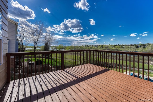 deck with a water view