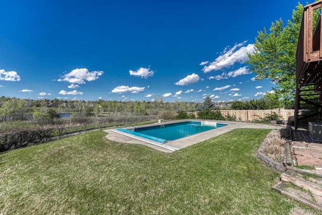 view of swimming pool with stairs