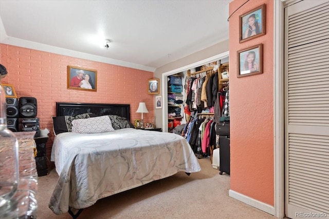 carpeted bedroom with a closet