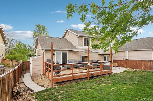 12753 Buckhorn Creek St, Parker, CO 80134 - back of house featuring roof with shingles and a deck