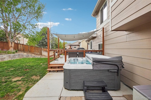12753 Buckhorn Creek St, Parker, CO 80134 - view of patio / terrace with a hot tub and a wooden deck