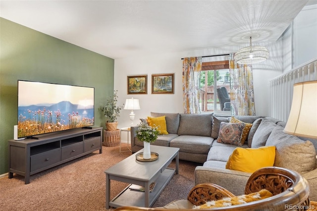 12753 Buckhorn Creek St, Parker, CO 80134 - living room with a chandelier, carpet floors, and baseboards