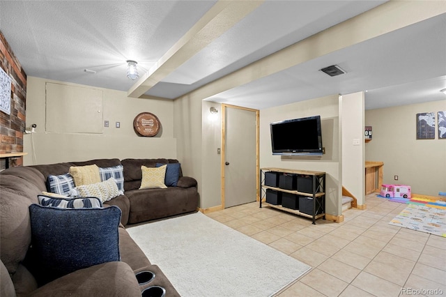 11188 Latigo Ln, Parker, CO 80138 - living area featuring light tile patterned flooring, baseboards, and a textured ceiling