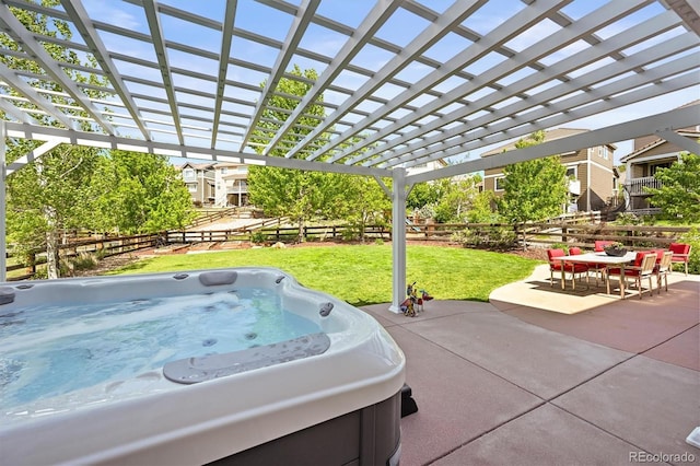 2090 Bellavista St, Castle Rock, CO 80109 - view of patio with a hot tub and a pergola