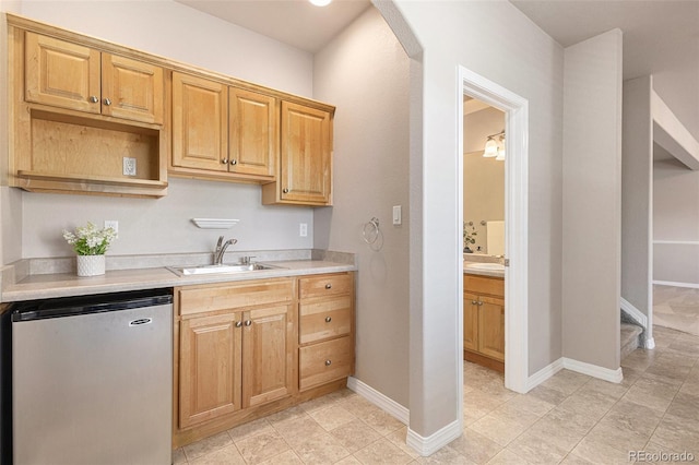 149 Walters Creek Dr, Monument, CO 80132 - kitchen with refrigerator, light countertops, arched walkways, and light tile patterned floors