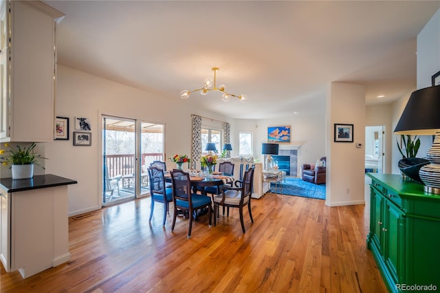 4212 E Orchard Pl, Centennial, CO 80121 - dining space with a chandelier, light wood finished floors, baseboards, and recessed lighting