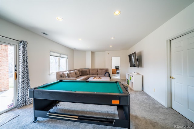 4212 E Orchard Pl, Centennial, CO 80121 - rec room featuring carpet flooring, recessed lighting, billiards, and baseboards