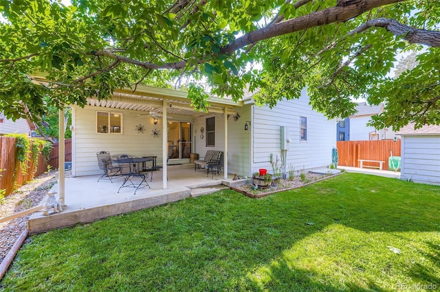 9627 Franklin St, Thornton, CO 80229 - back of house with a fenced backyard and a patio