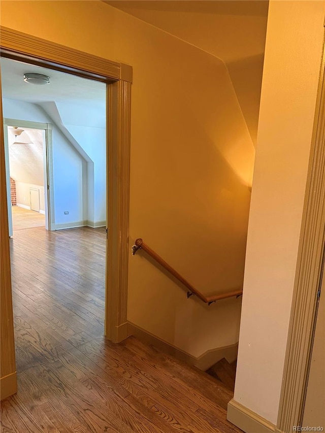 6375 E 6th Avenue Parkway, Denver, CO 80220 - stairway featuring wood finished floors and lofted ceiling