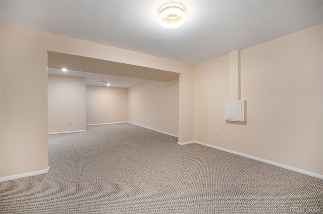 basement featuring carpet floors