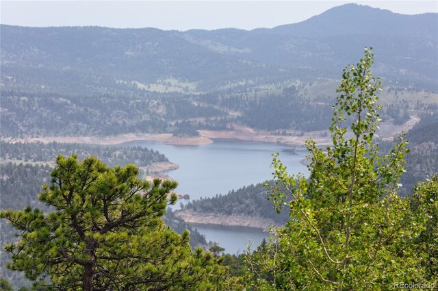 116 Ramona Rd, Golden, CO 80403 - water view featuring a mountain backdrop and a heavily wooded area