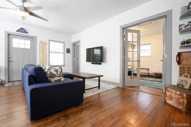 4312 Xavier St, Denver, CO 80212 - living room featuring hardwood / wood-style flooring and ceiling fan