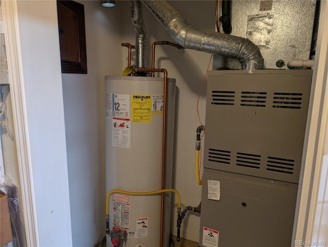utility room featuring water heater