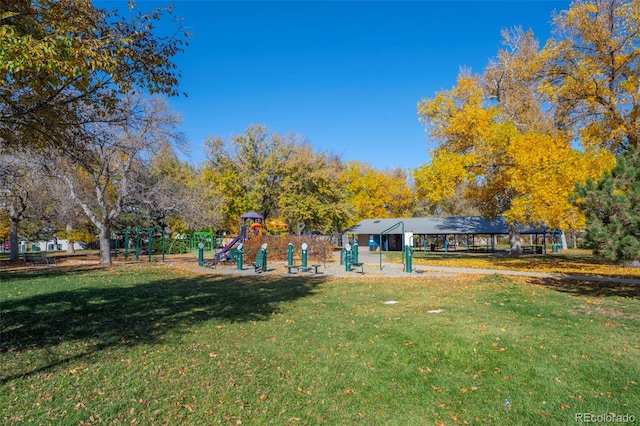 view of yard featuring playground community