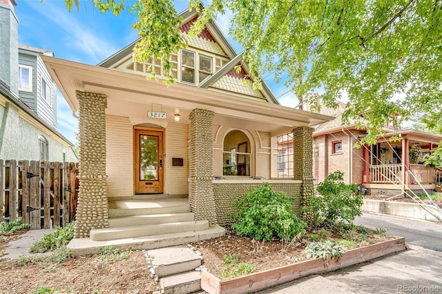 view of front of house with covered porch