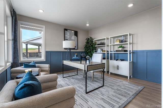 home office featuring light wood-type flooring