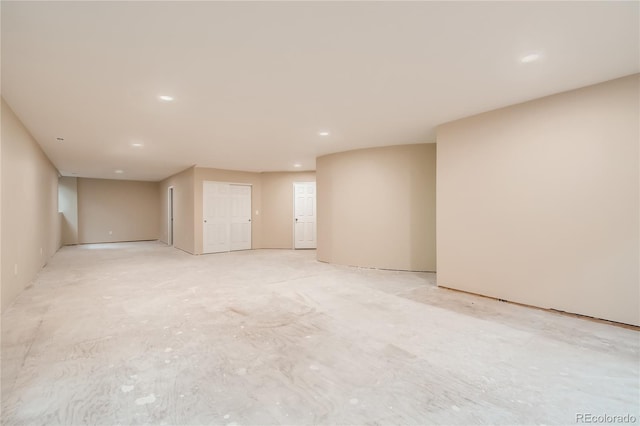 basement with recessed lighting