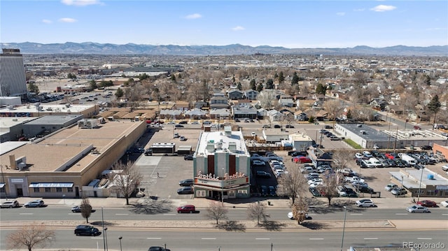 aerial view with a mountain view