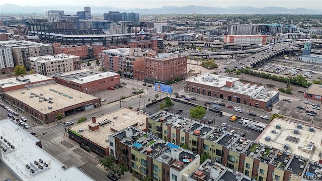 bird's eye view with a mountain view