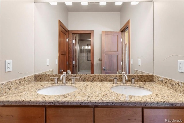 10370 Grande Vista Ct, Lone Tree, CO 80124 - full bathroom with double vanity and a shower stall