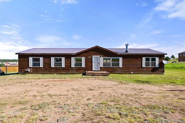 view of log cabin