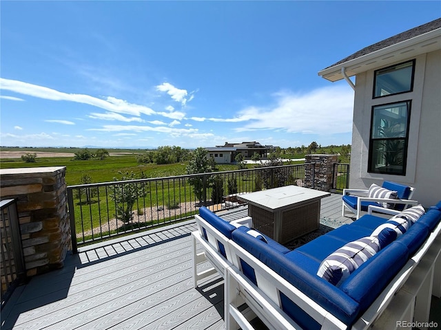 3125 Red Kit Rd, Franktown, CO 80116 - deck with outdoor lounge area and a view of rural / pastoral area