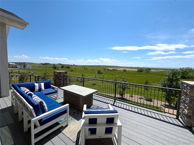 3125 Red Kit Rd, Franktown, CO 80116 - wooden terrace with a view of countryside and an outdoor hangout area