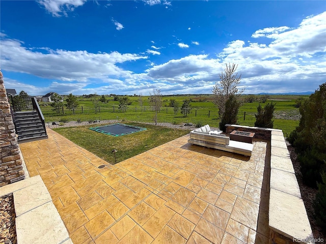 3125 Red Kit Rd, Franktown, CO 80116 - view of patio / terrace featuring a view of rural / pastoral area and stairway
