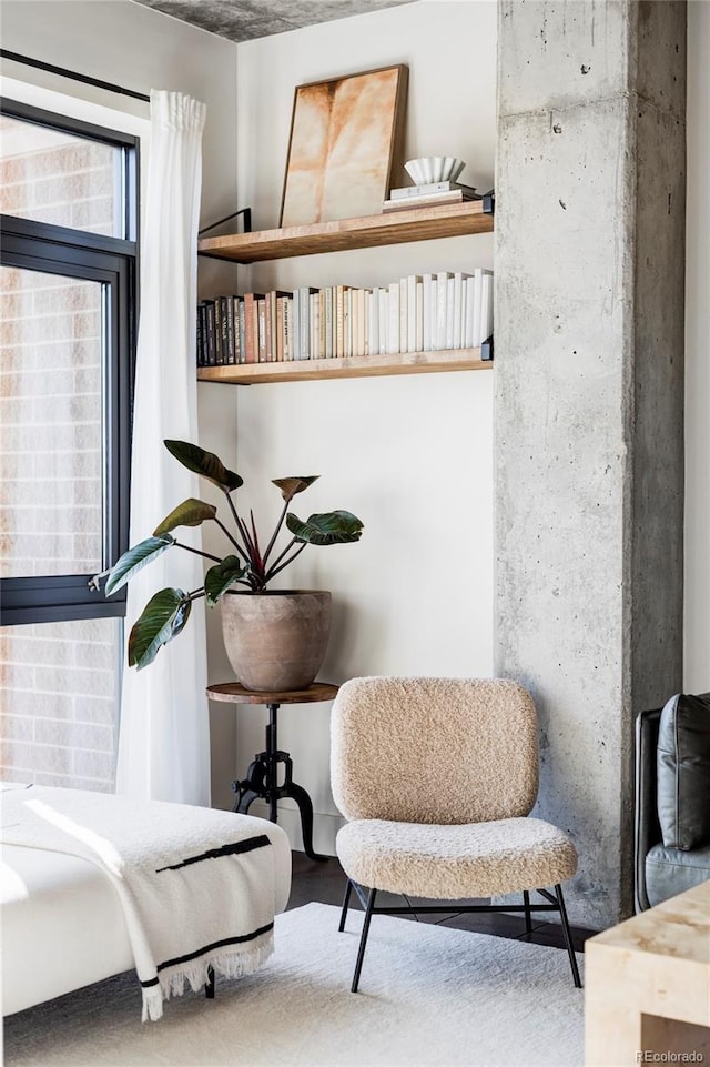 living area featuring wood finished floors