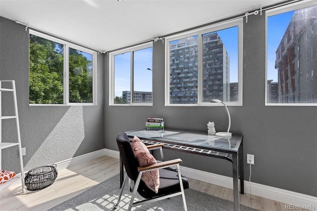 1121 Albion St Unit 210, Denver, CO 80220 - office area featuring wood finished floors, plenty of natural light, and baseboards