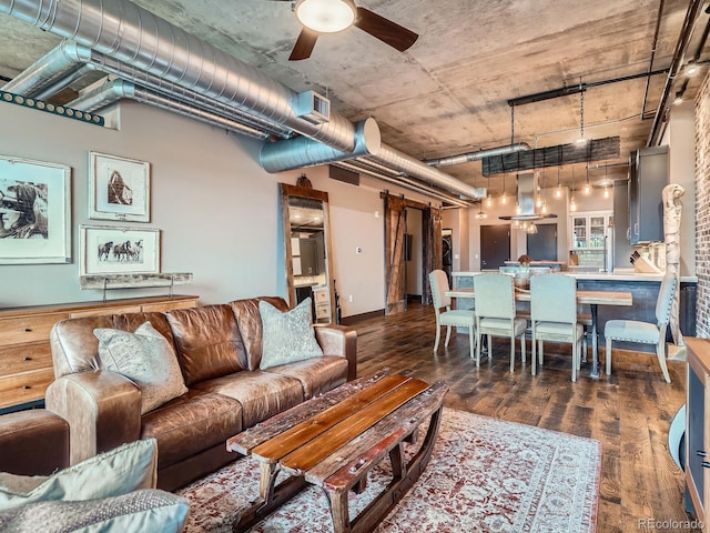 1401 Wewatta St Unit 308, Denver, CO 80202 - living room with wood finished floors and a ceiling fan