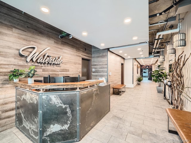 1401 Wewatta St Unit 308, Denver, CO 80202 - reception area with recessed lighting and wood walls