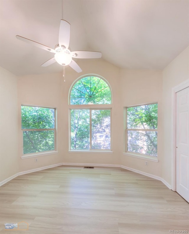 2428 W 82nd Pl Unit 3G, Westminster, CO 80031 - empty room featuring wood finished floors, a ceiling fan, and lofted ceiling