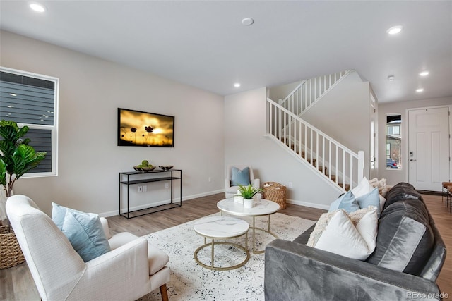 living room with wood-type flooring