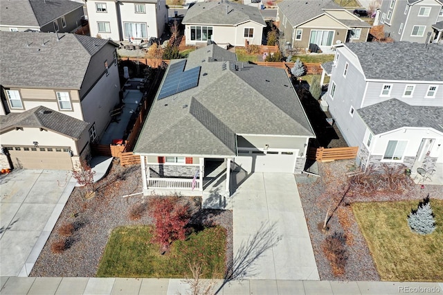 bird's eye view with a residential view