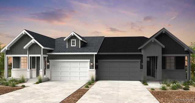 3401 N Denali St, Aurora, CO 80019 - view of front of property featuring a garage, driveway, roof with shingles, and board and batten siding