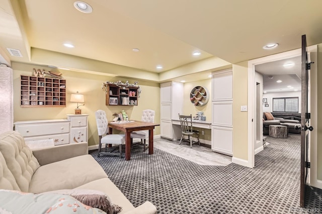 14118 Whitney Cir, Broomfield, CO 80023 - carpeted home office with recessed lighting and a tray ceiling