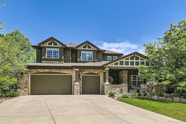 14118 Whitney Cir, Broomfield, CO 80023 - craftsman inspired home with stucco siding, stone siding, an attached garage, driveway, and a porch