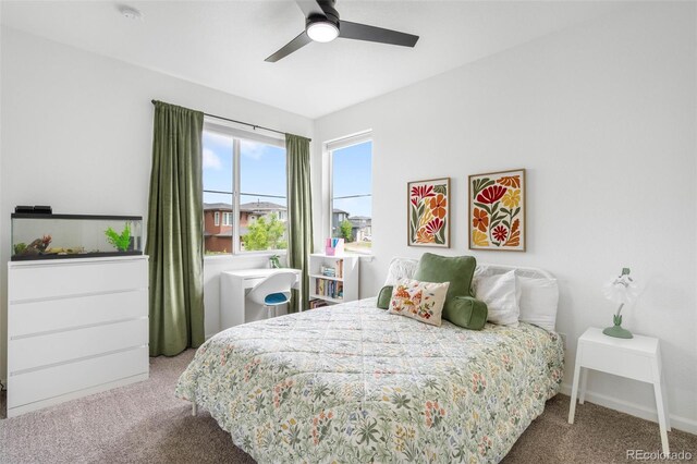 9567 Juniper Way, Arvada, CO 80007 - bedroom featuring carpet floors, a ceiling fan, and baseboards