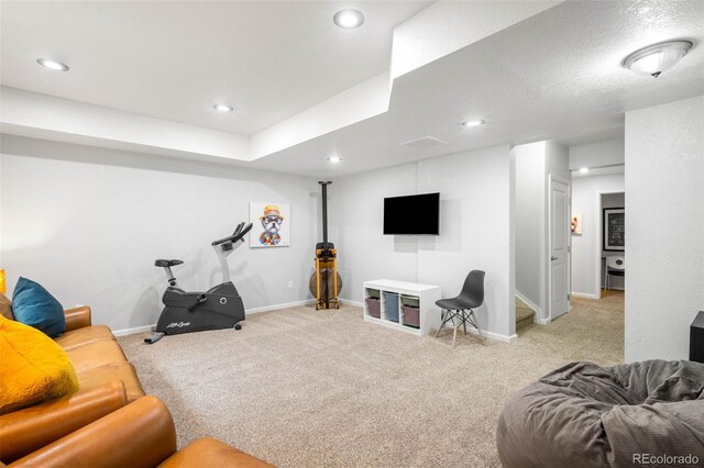 9567 Juniper Way, Arvada, CO 80007 - living room featuring carpet, baseboards, and recessed lighting