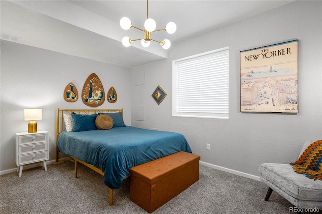 9567 Juniper Way, Arvada, CO 80007 - carpeted bedroom featuring a chandelier and baseboards