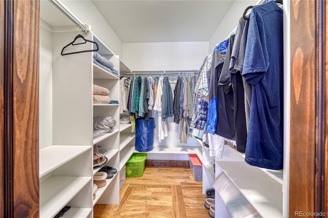 spacious closet featuring wood finished floors
