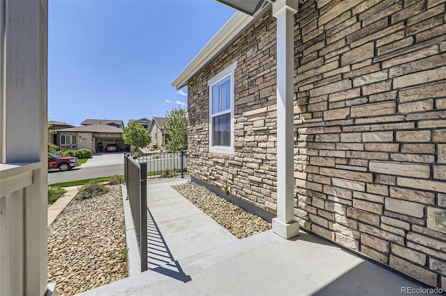 view of patio / terrace featuring a residential view