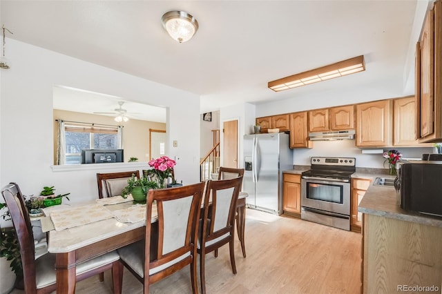 kitchen featuring light hardwood / wood-style flooring and stainless steel appliances