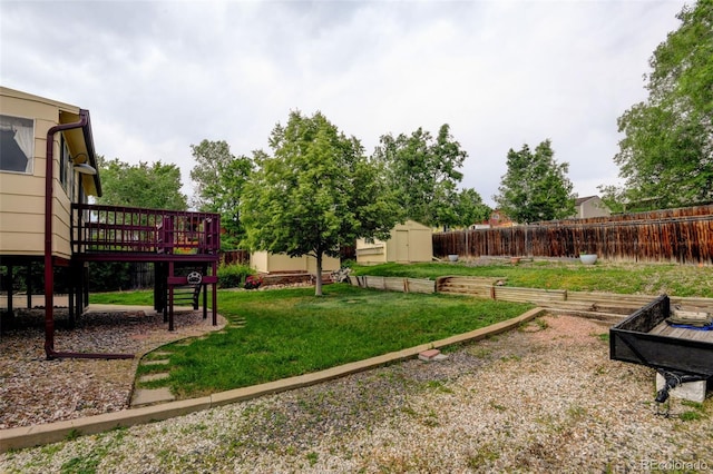 9766 Fillmore St, Thornton, CO 80229 - fenced backyard featuring a shed and a deck