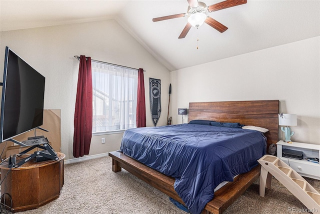 6817 Sequoia St, Frederick, CO 80530 - carpeted bedroom with ceiling fan, baseboards, and lofted ceiling