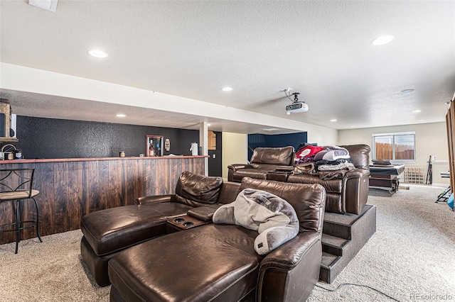 6817 Sequoia St, Frederick, CO 80530 - cinema with carpet floors, recessed lighting, and a textured ceiling